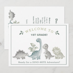 Invitation Enseignant dinosaure mignon personnalisé Bienvenue