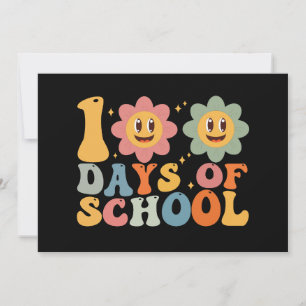Invitation Enseignant Enfants Rétro Groovy 100 Jours D'école