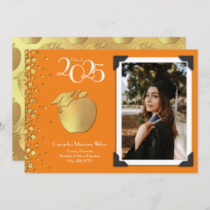 Invitation Enseignant Formation Gold Graduation Orange