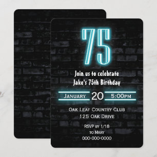 Invitation Enseigne au néon pour une fête d'anniversaire de 7