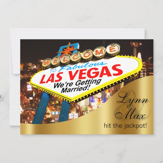 Invitation Enseigne de Las Vegas Mariage Amusant et Informel (Devant)
