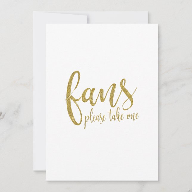 Invitation Enseigne de mariage abordable pailletée Fans Gold (Devant)