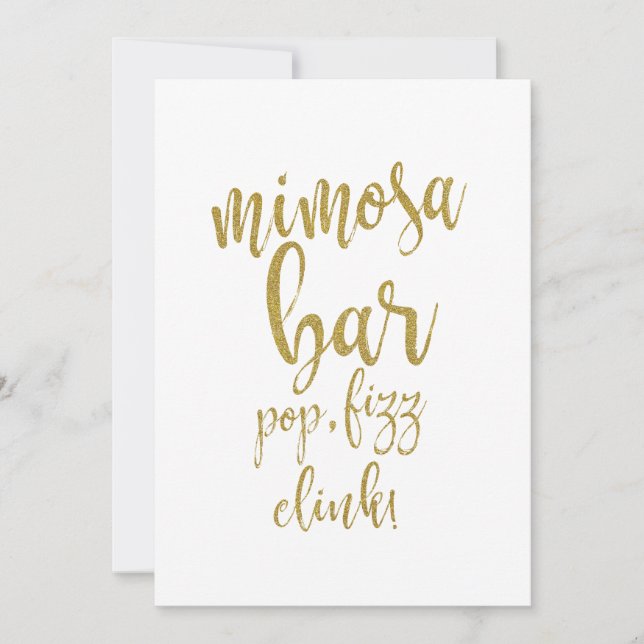 Invitation Enseigne de mariage pas chère Mimosa Bar Gold Glit (Devant)