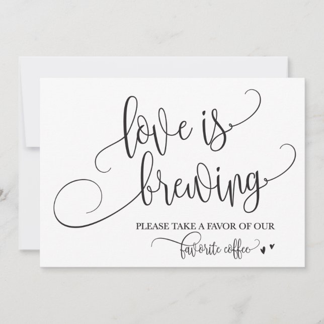Invitation Enseigne de mariage pour le café Love Is Brewing (Devant)