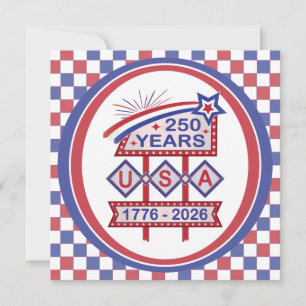 Invitation Enseigne de marquise rétro USA 250e anniversaire 1
