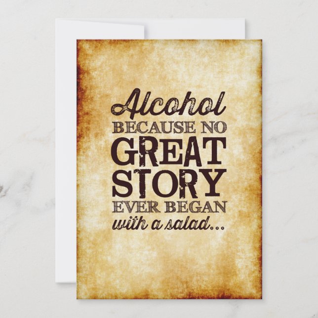 Invitation Enseigne de table 5x7 en parchemin Alcool Parce qu (Devant)