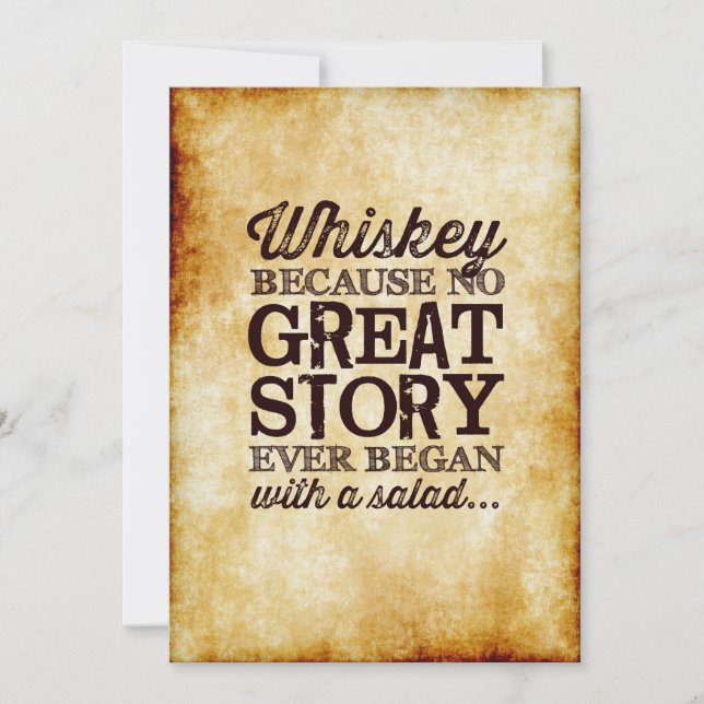 Invitation Enseigne de table en parchemin 5x7 Whiskey Parce q (Devant)
