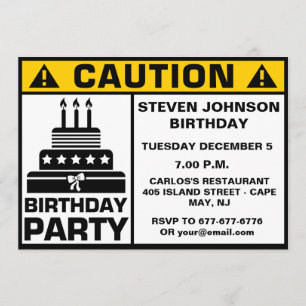 Invitation Enseigne drôle de précaution de fête
