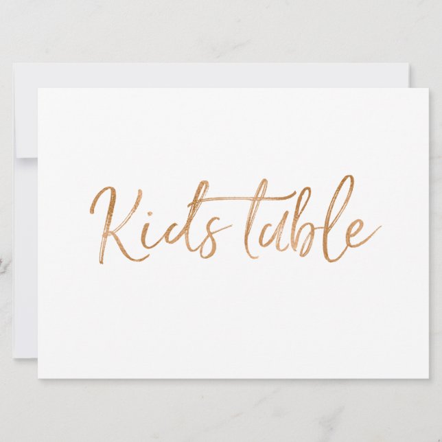Invitation Enseigne "Table des Enfants" | Lettres Rose Doré É (Devant)