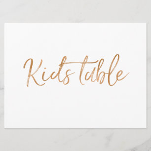 Invitation Enseigne "Table des Enfants" Lettres Rose Doré É