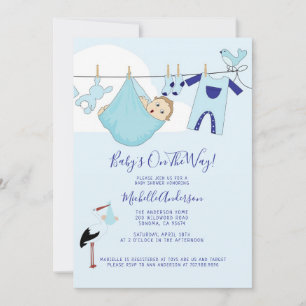 Invitation Ensemble Bébé Garçon Bleu Mignon