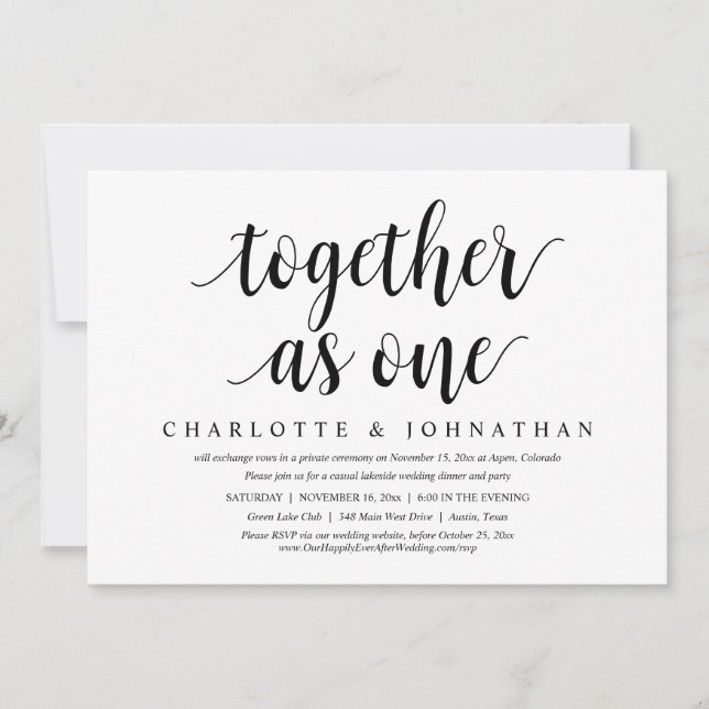 Invitation Ensemble comme un Mariage Elopement Dinner Party (Devant)