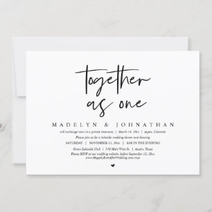 Invitation Ensemble comme un, Mariage Elopement Dinner Party