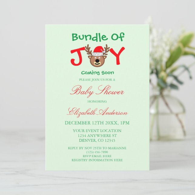 Invitation Ensemble De Baby shower De Noël De Joie (Debout devant)