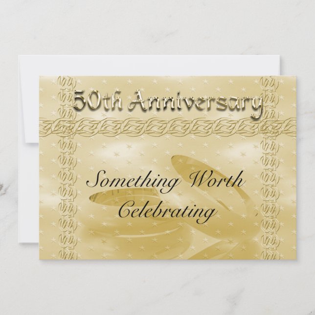 Invitation Ensemble de bagues d'anniversaire dorées de l'amou (Devant)