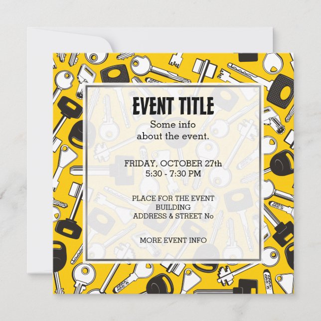 Invitation Ensemble de clés Carré Arrière - plan (Devant)