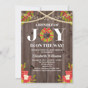 Invitation Ensemble De Joy Wreath Baby shower De Noël En Bois