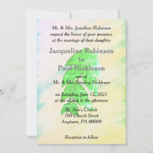 Invitation Ensemble de mariage à l'aquarelle de feuille tropi