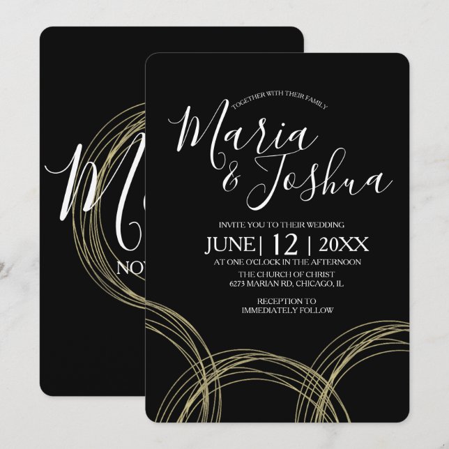 Invitation Ensemble de mariage bague élégante blanche feuille (Devant / Derrière)