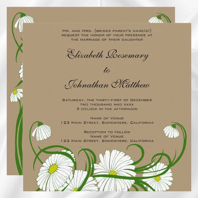 Invitation Ensemble de mariage de fleurs de marguerite de Ger (Vintage White Gerber Daisy Flowers Wedding Set Invitation)