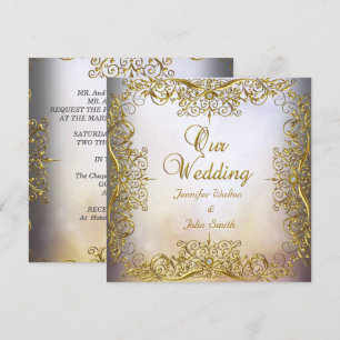 Invitation Ensemble de mariage élégant élite Beige Or