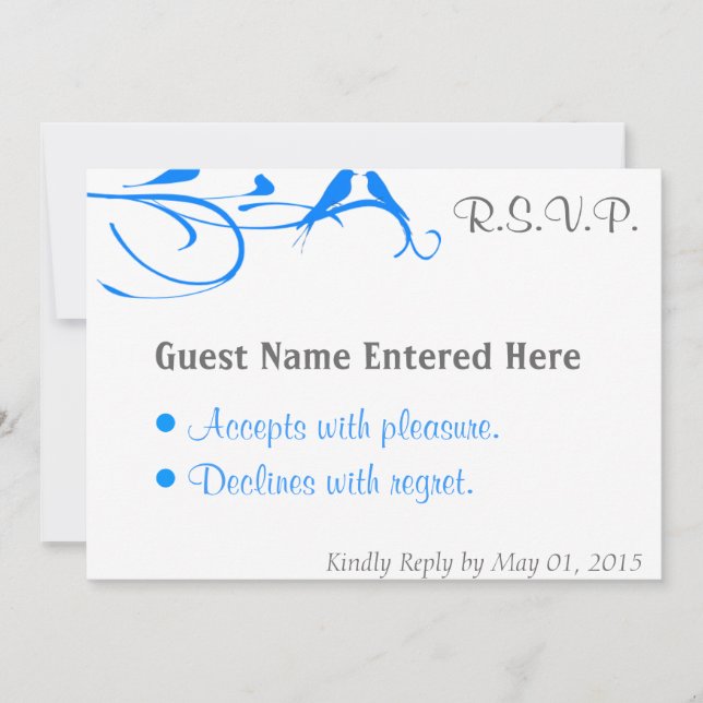 Invitation Ensemble de mariage - Flourish - Oiseau Bleu (Devant)