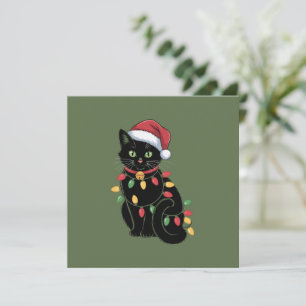 Invitation Ensemble de Noël pour amateur de chat noir Cadeau