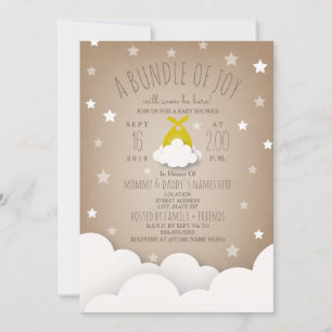 Invitation Ensemble de nuages de joie + Baby shower des étoil