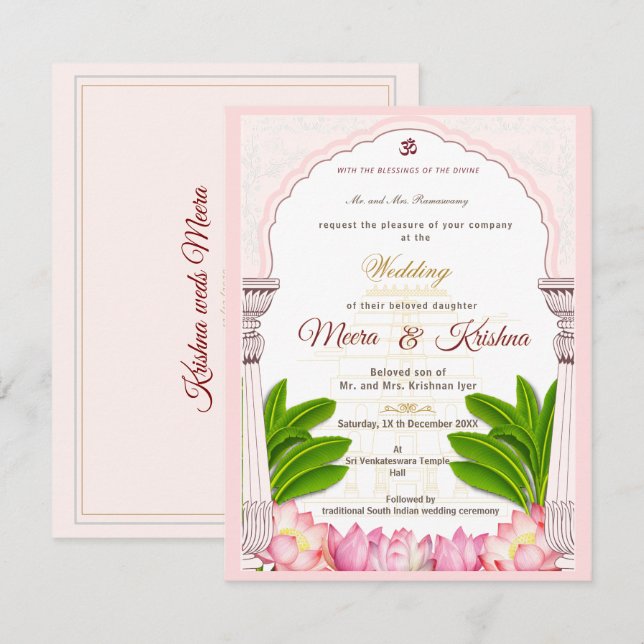 Invitation Ensemble d'invitation de mariage du temple du lotu (Devant / Derrière)