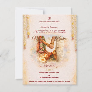 Invitation Ensemble d'invitation de mariage pour temple indie