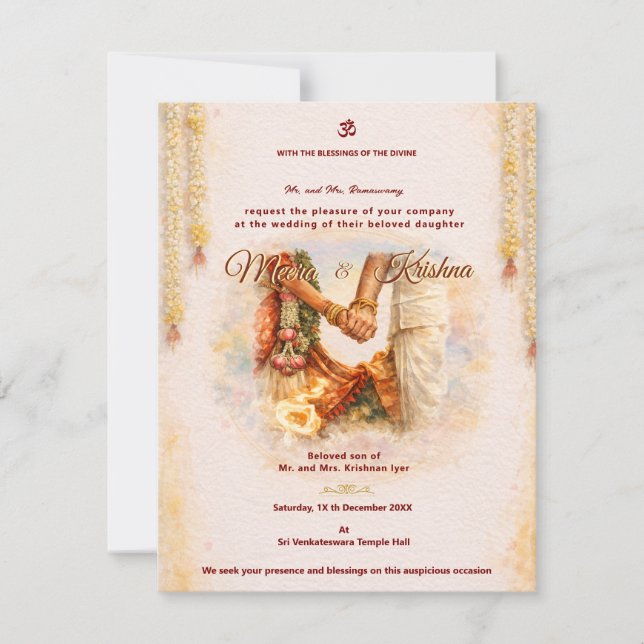 Invitation Ensemble d'invitation de mariage pour temple indie (Devant)