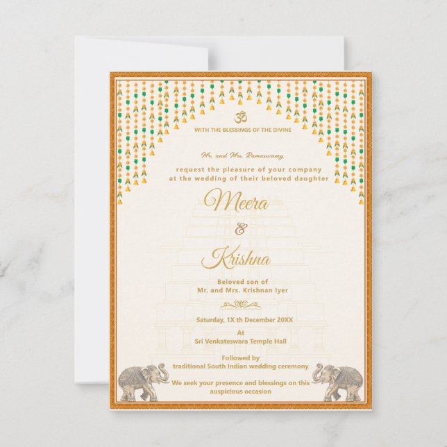 Invitation Ensemble d'invitation de mariage pour temple sud-i (Devant)