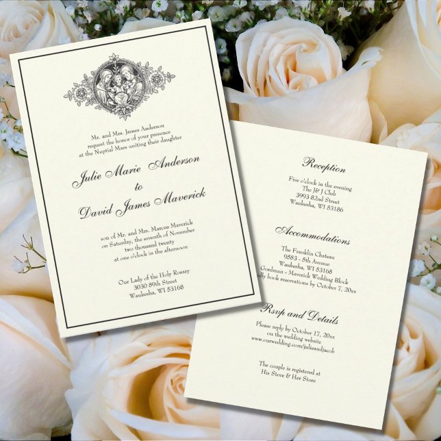 Invitation Ensemble élégant de réception de mariage catholiqu (Créateur téléchargé)