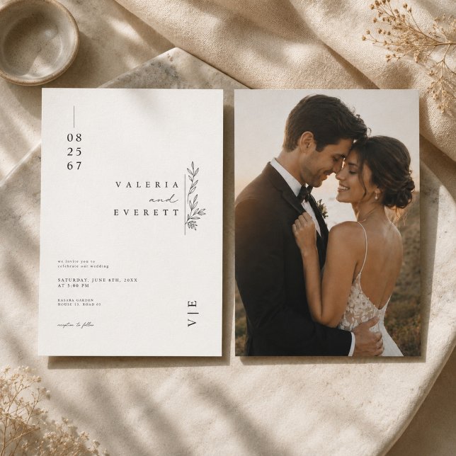 Invitation Ensemble élégant d'invitation de mariage botanique (Créateur téléchargé)