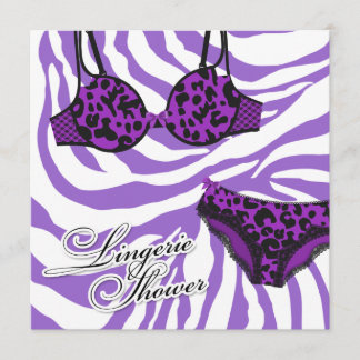 Invitation ensemble pourpre de lingerie de zèbre du léopard