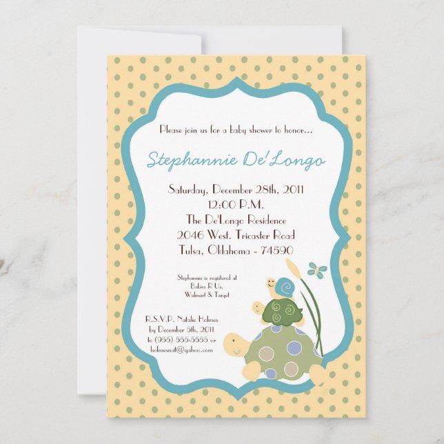 Invitation ensoleillée de baby shower d'escargot (Devant)
