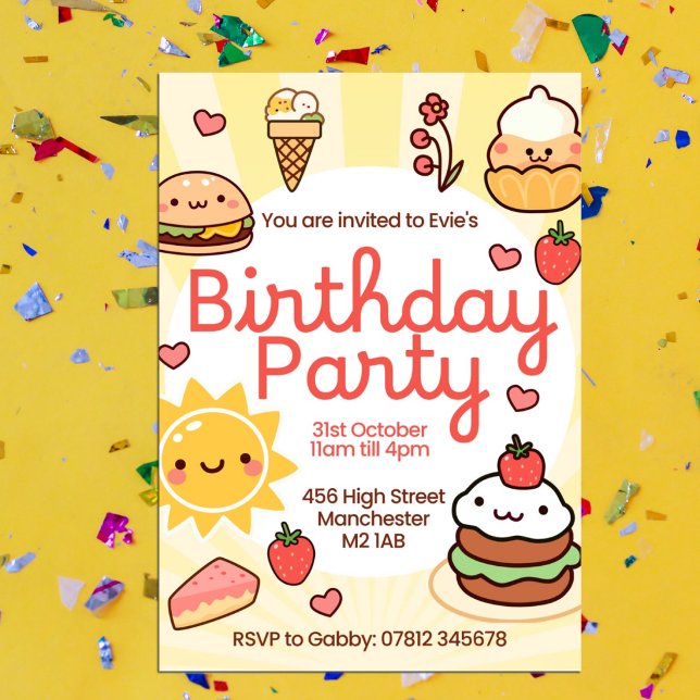 Invitation ensoleillée pour anniversaire.   (Créateur téléchargé)