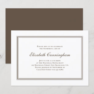 Invitation Enterrement commémoratif élégant classique et