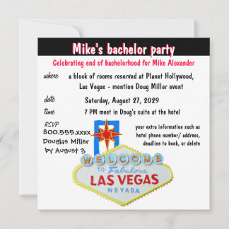 Invitation Enterrement de vie de garçon à Las Vegas amusant