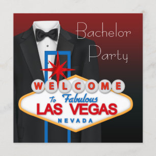 Invitation Enterrement de vie de garçon à Las Vegas en smokin