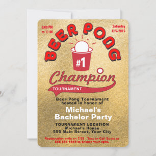 Invitation Enterrement de vie de garçon Beer Pong
