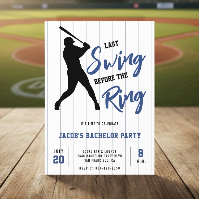 Invitation Enterrement de vie de garçon de baseball Dernier s (Baseball Bachelor Party Last Swing Before the Ring Invitation
)