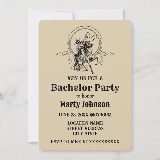 Invitation Enterrement de vie de garçon de cow-boy occidental (Devant)