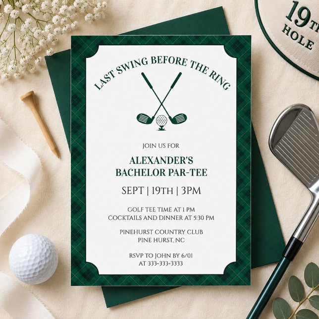 Invitation Enterrement de vie de garçon de golf (Créateur téléchargé)