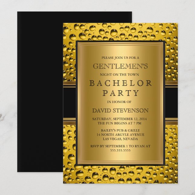 Invitation Enterrement de vie de garçon de messieurs de bière (Devant / Derrière)