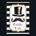 Invitation Enterrement de vie de garçon élégant à rayures noi<br><div class="desc">Invitation à une soirée d'enterrement de vie de garçon élégante à rayures noires et blanches</div>