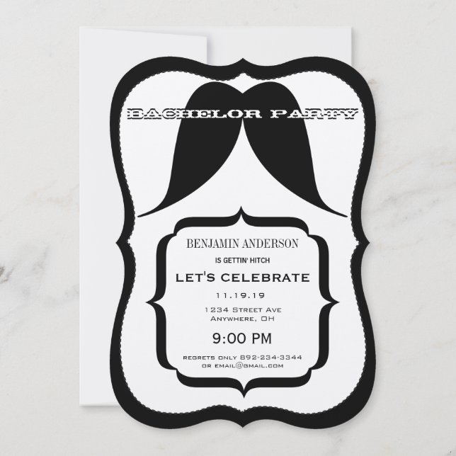 Invitation Enterrement de vie de garçon Moustache Parfaite Hi (Dos)