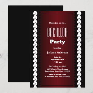 Invitation Enterrement de vie de garçon noir rouge et blanc