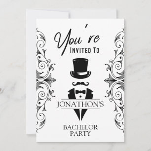 Invitation Enterrement de vie de garçon Smoking Vintage