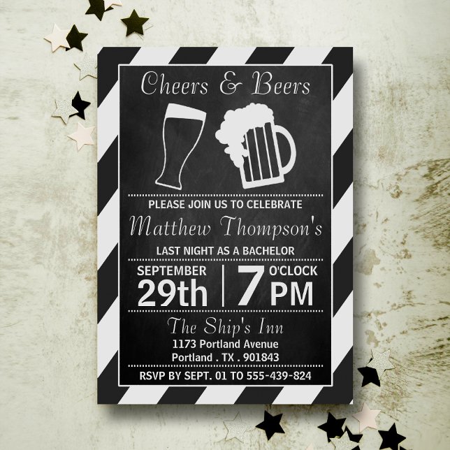 Invitation Enterrement de vie de garçon tableau Cheers & Beer (Créateur téléchargé)